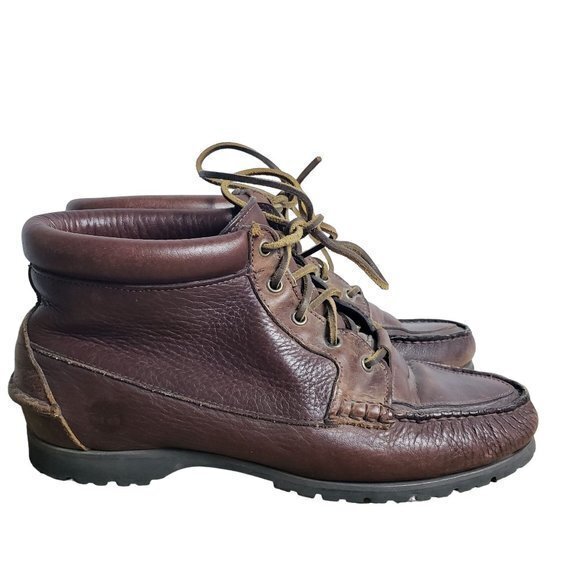 VTG Y2K Timberland Womens Size 9.5 Brown Waterproof Made in USA Ankle Boots - Picture 2 of 12